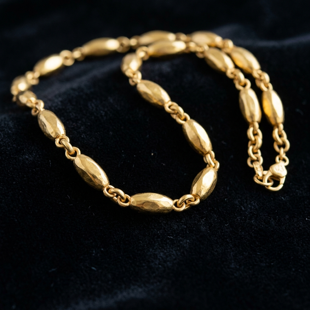 22K Yellow Gold Blended Long Beads Chain